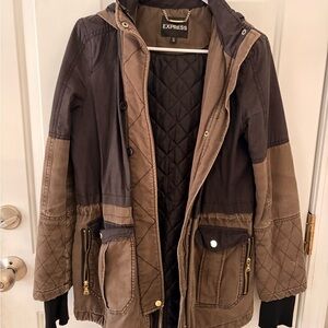 Express Women's Black and Brown Utility Jacket